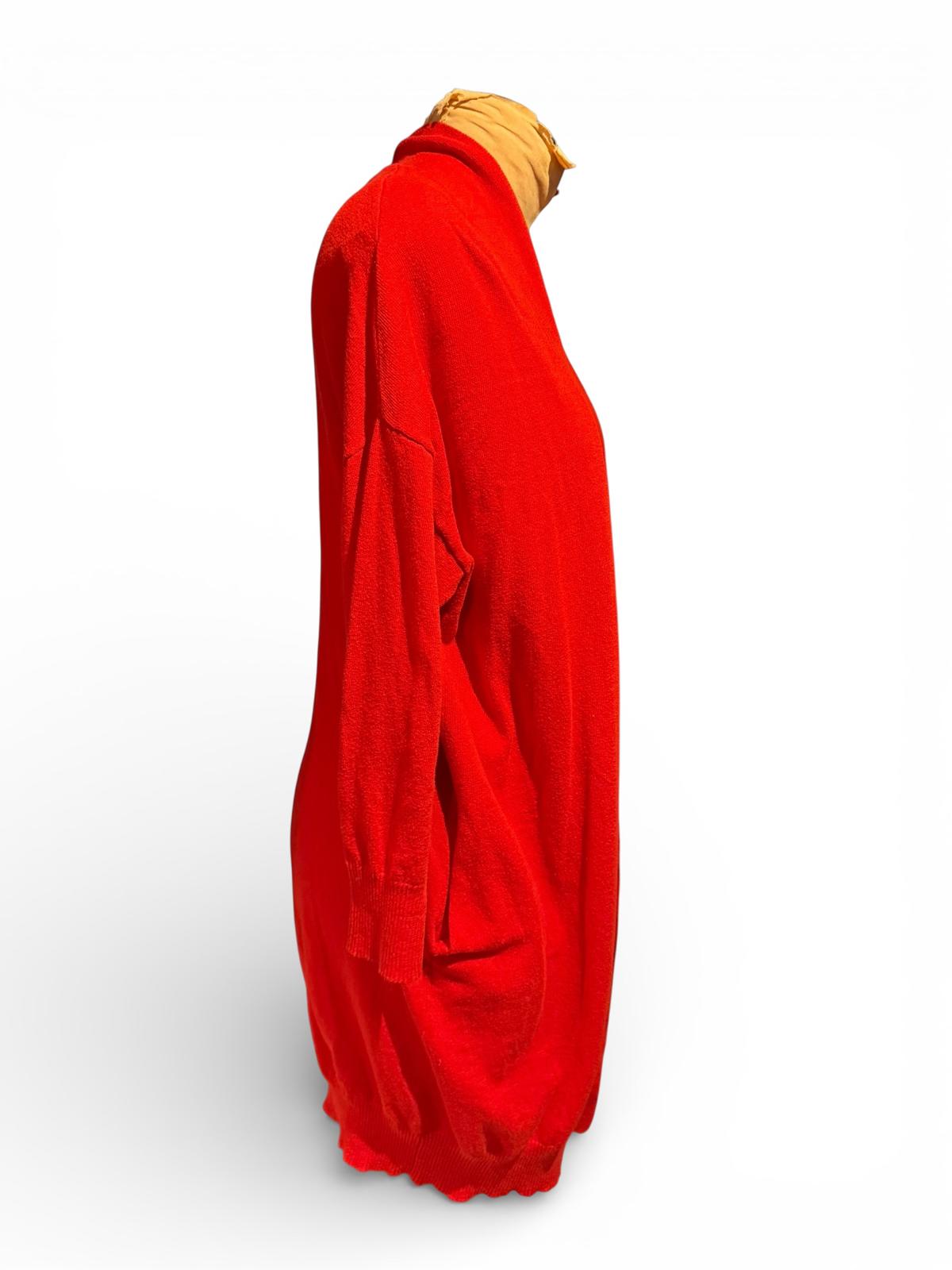 Beryll Cashmere Red Open Front Long Sleeve Cardigan Sweater