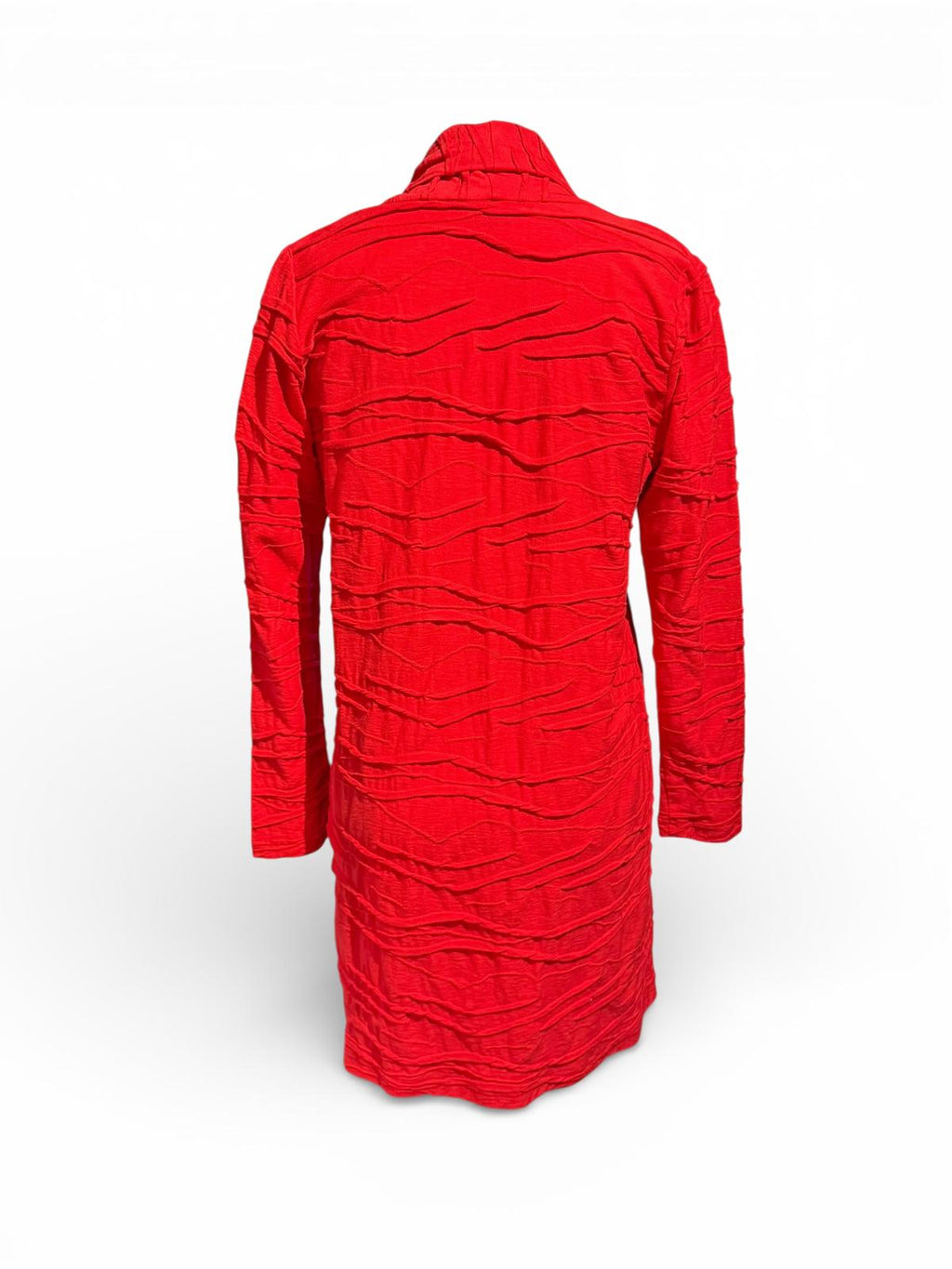 Klok Red Textured Long Sleeve Open Front Cardigan