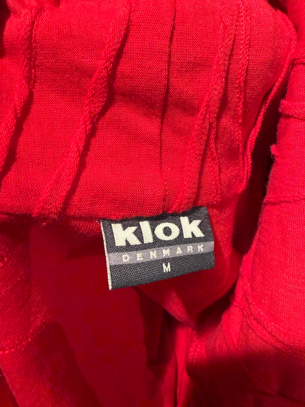 Klok Red Textured Long Sleeve Open Front Cardigan