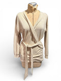 Milan Kiss Beige Wrap Sweater with Belt