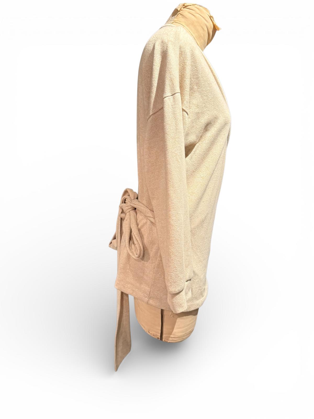 Milan Kiss Beige Wrap Sweater with Belt