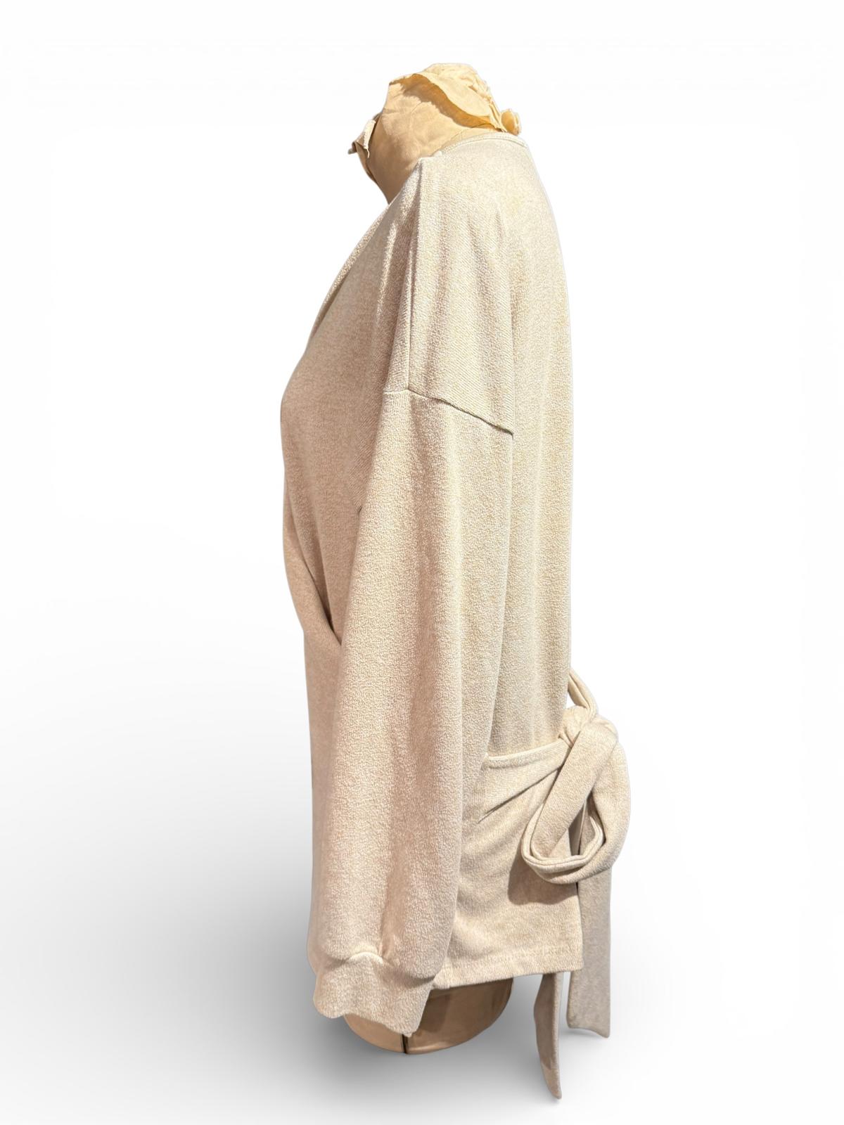 Milan Kiss Beige Wrap Sweater with Belt