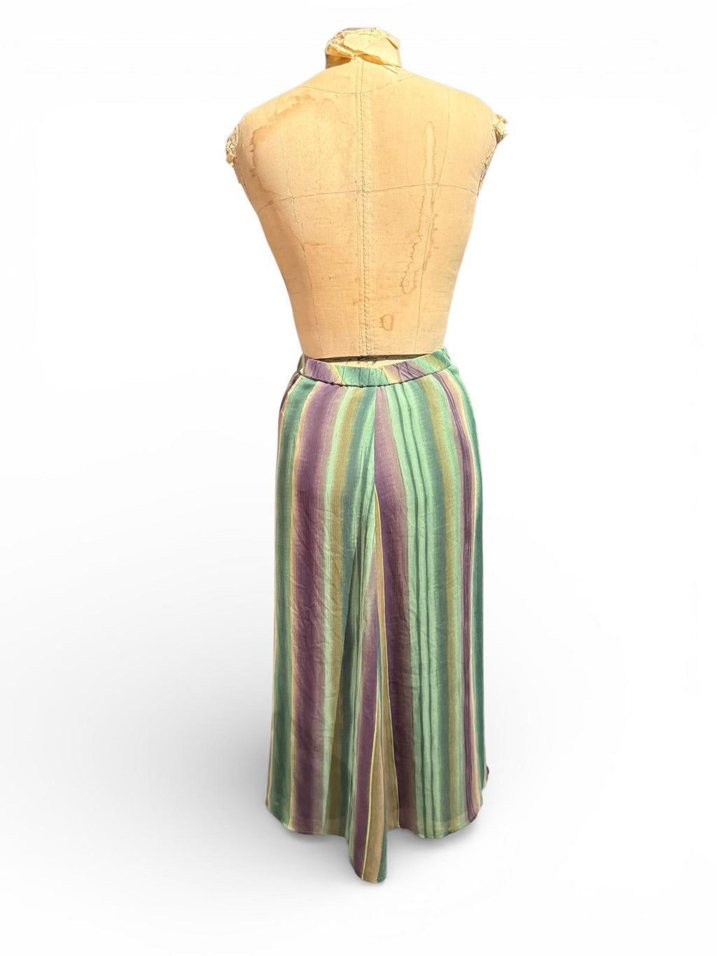 Striped Midi Skirt in Green and Purple