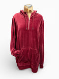 Pacsun Velvet Hoodie with Front Pocket and Half-Zip