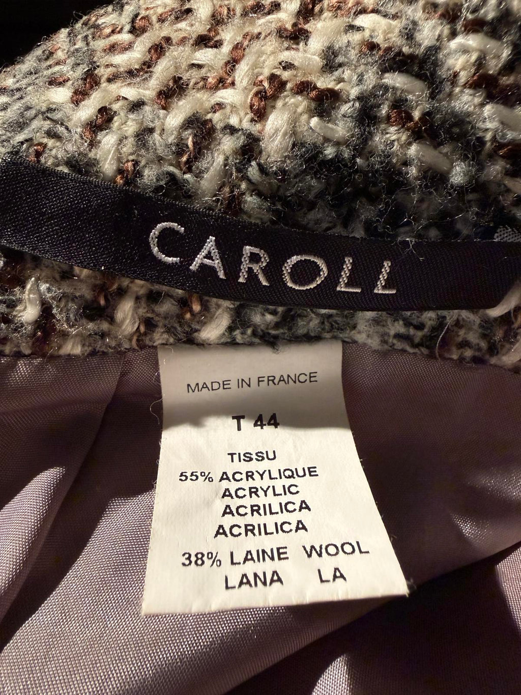 Caroll Classic Black and White Tweed Pencil Skirt