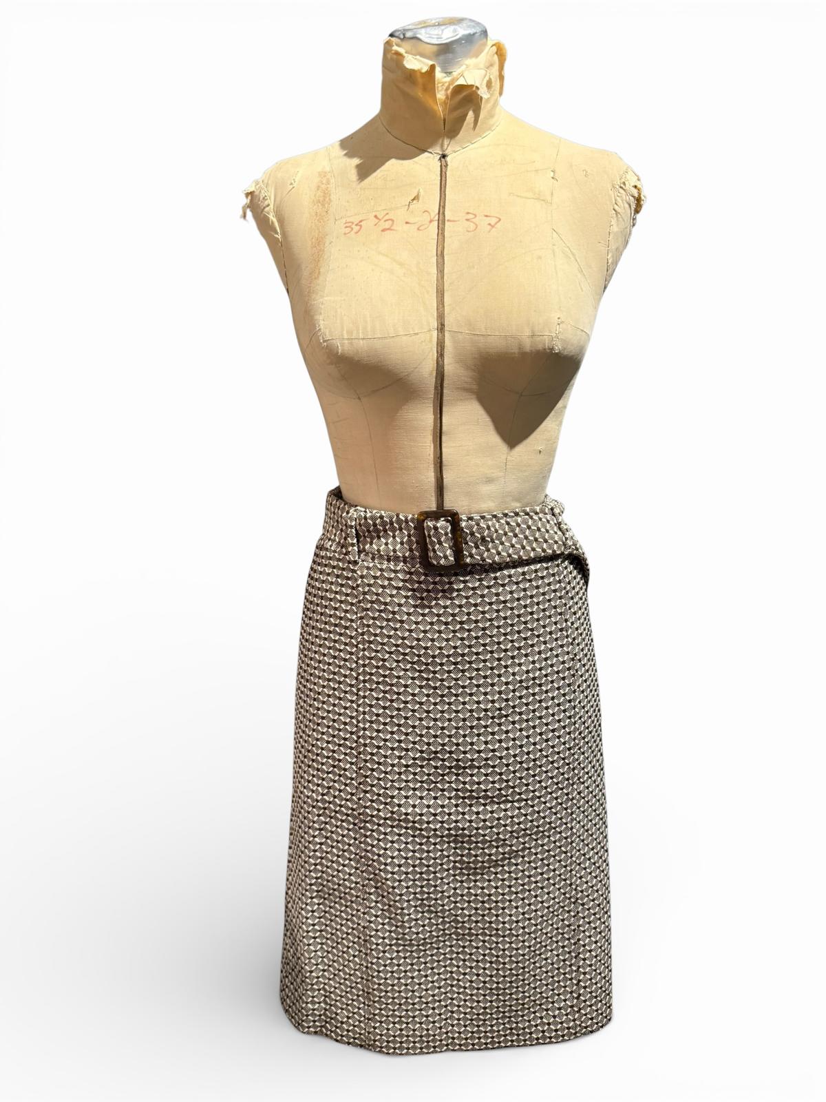 Jones|Wear Patterned Wool Belted Pencil Skirt