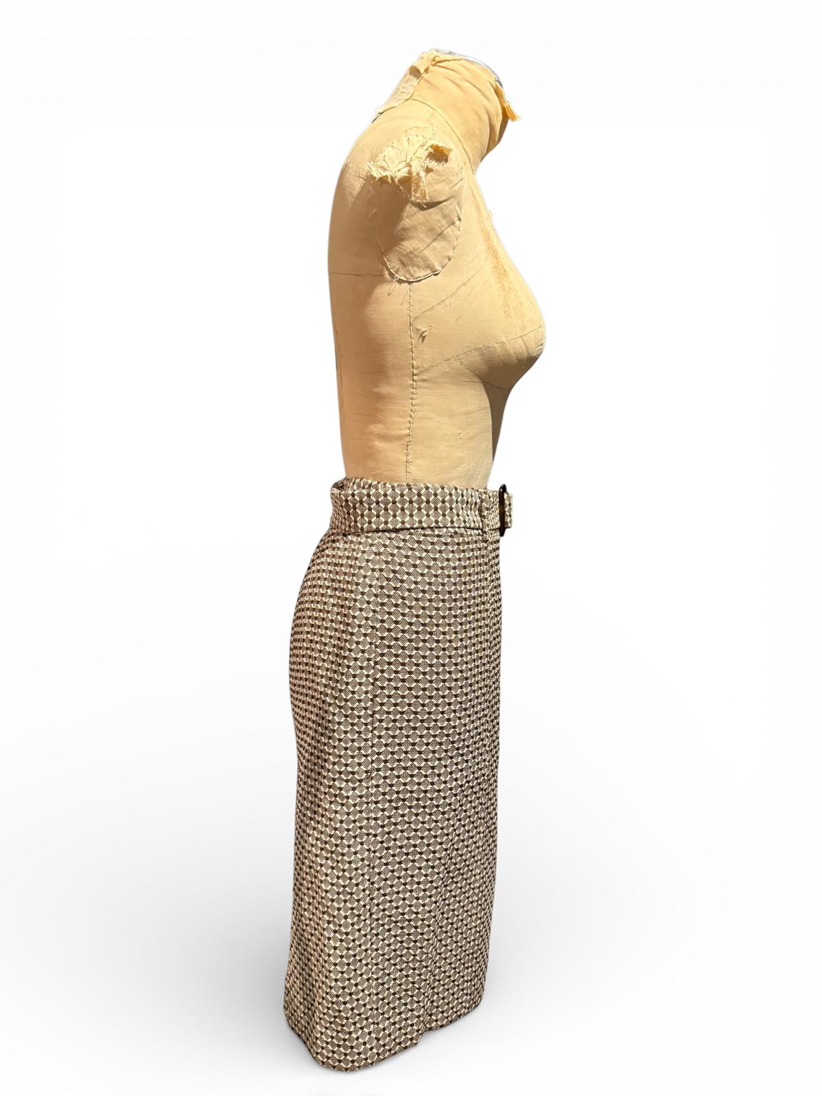 Jones|Wear Patterned Wool Belted Pencil Skirt