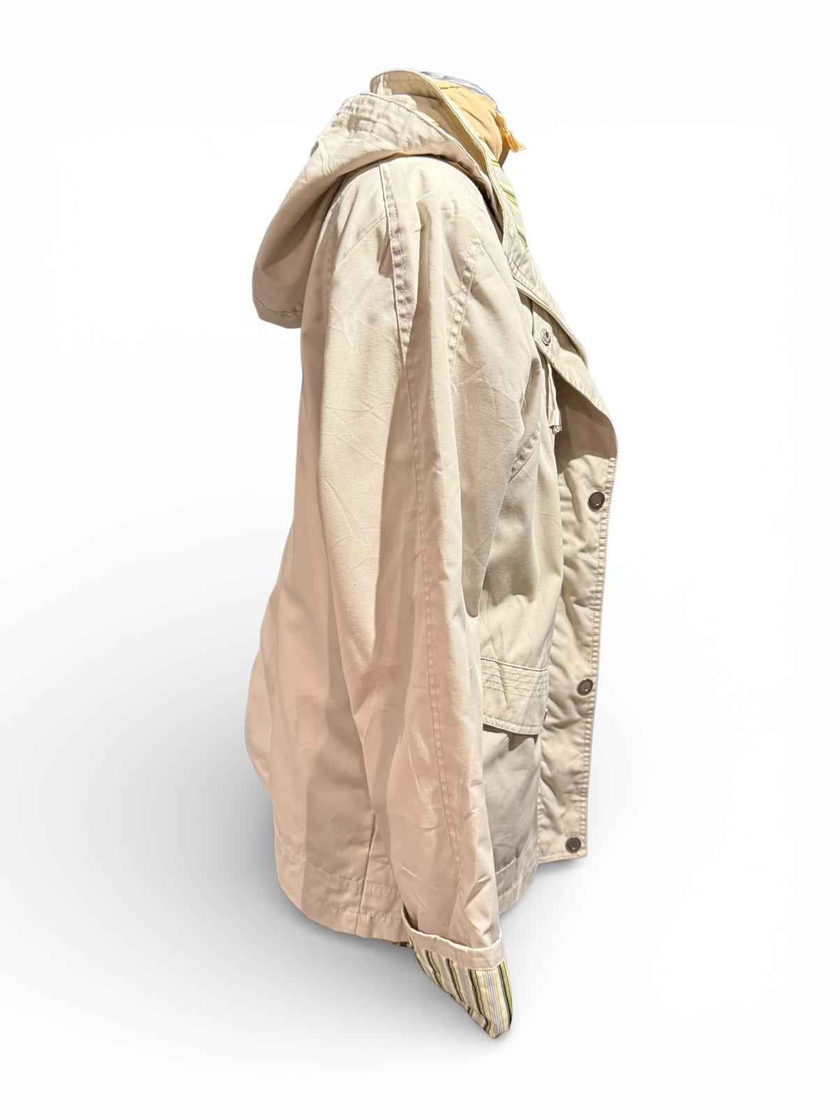 Mackintosh Light Beige Hooded Jacket with Striped Lining
