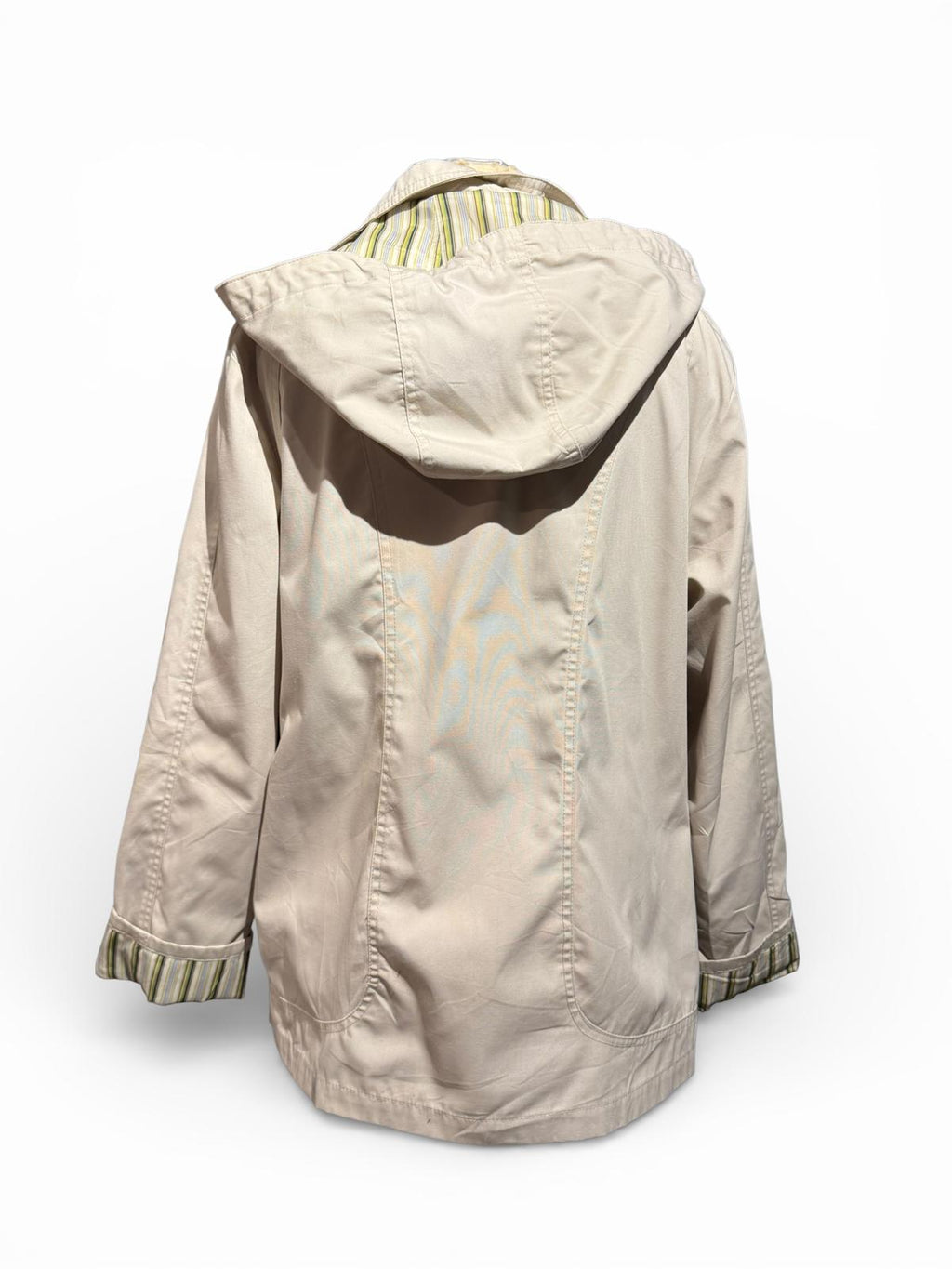 Mackintosh Light Beige Hooded Jacket with Striped Lining