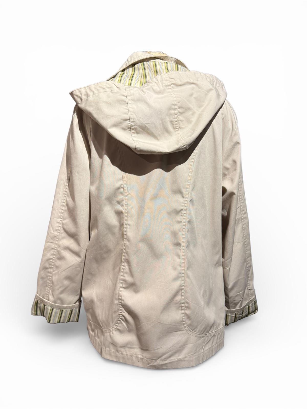 Mackintosh Light Beige Hooded Jacket with Striped Lining
