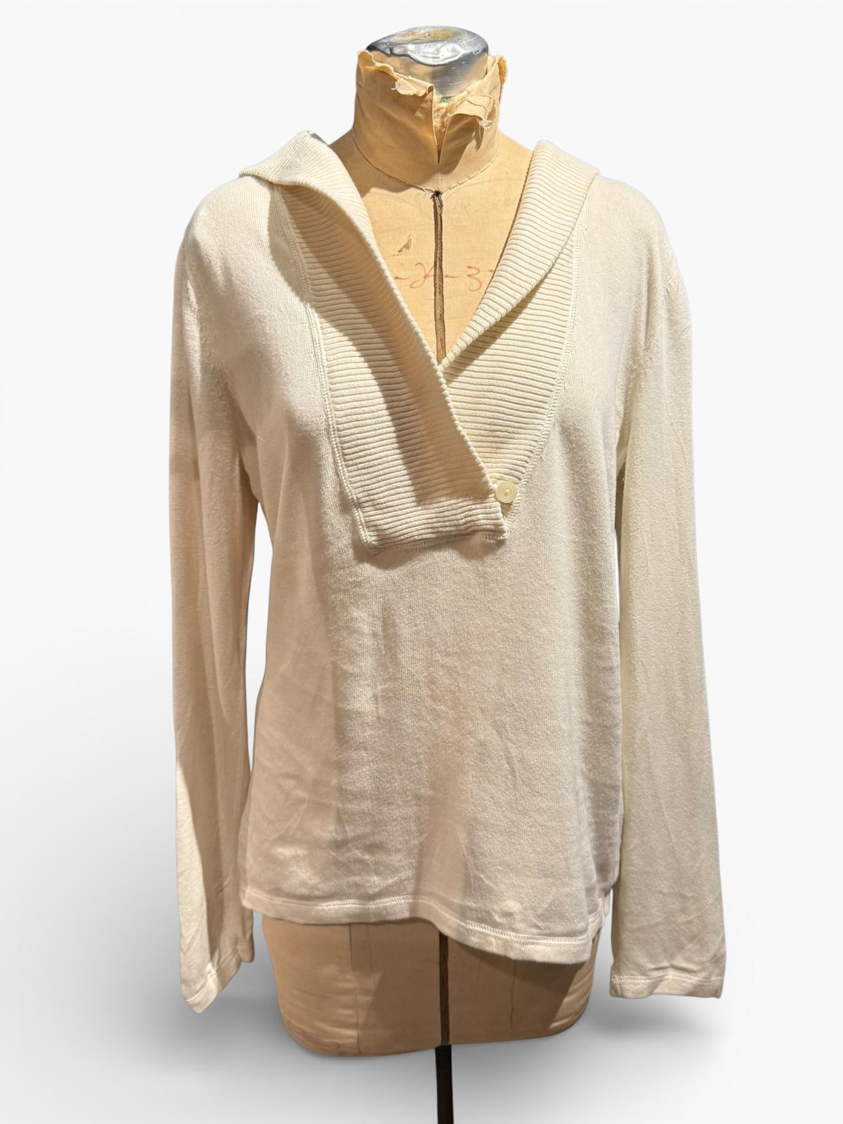 J. Jill Cream Long Sleeve Sweater with Unique Shawl Collar