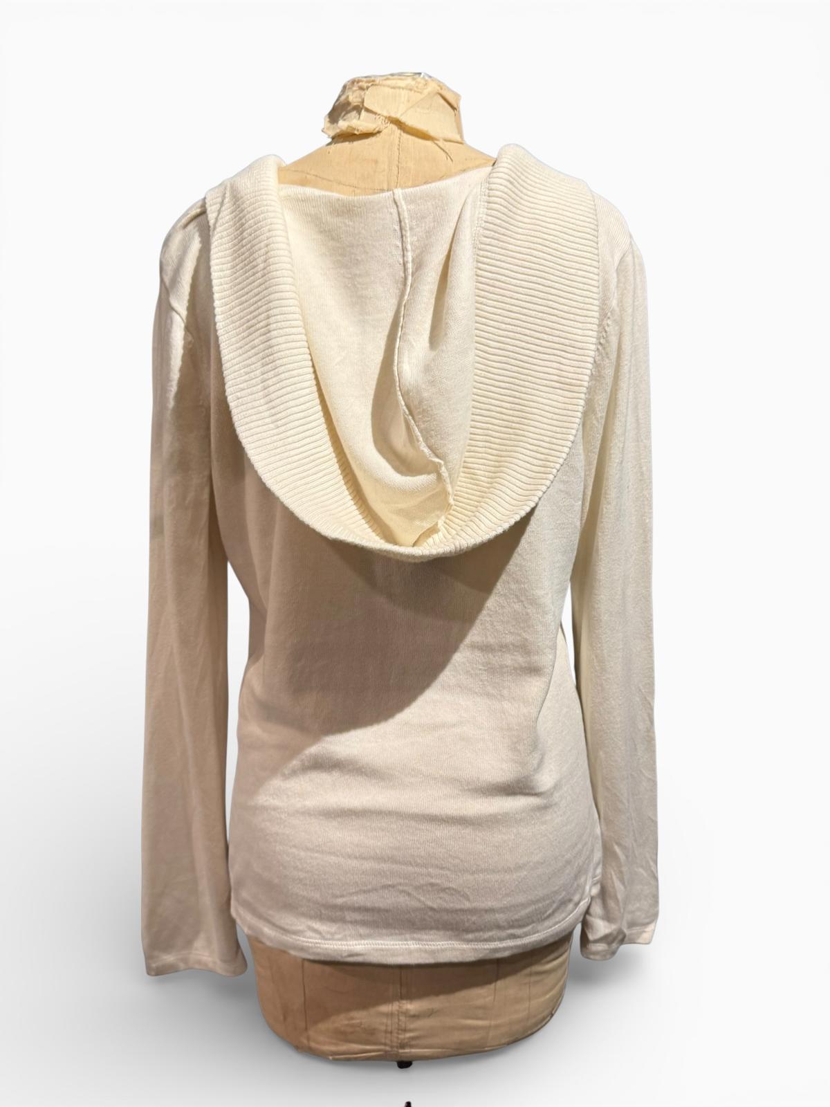J. Jill Cream Long Sleeve Sweater with Unique Shawl Collar