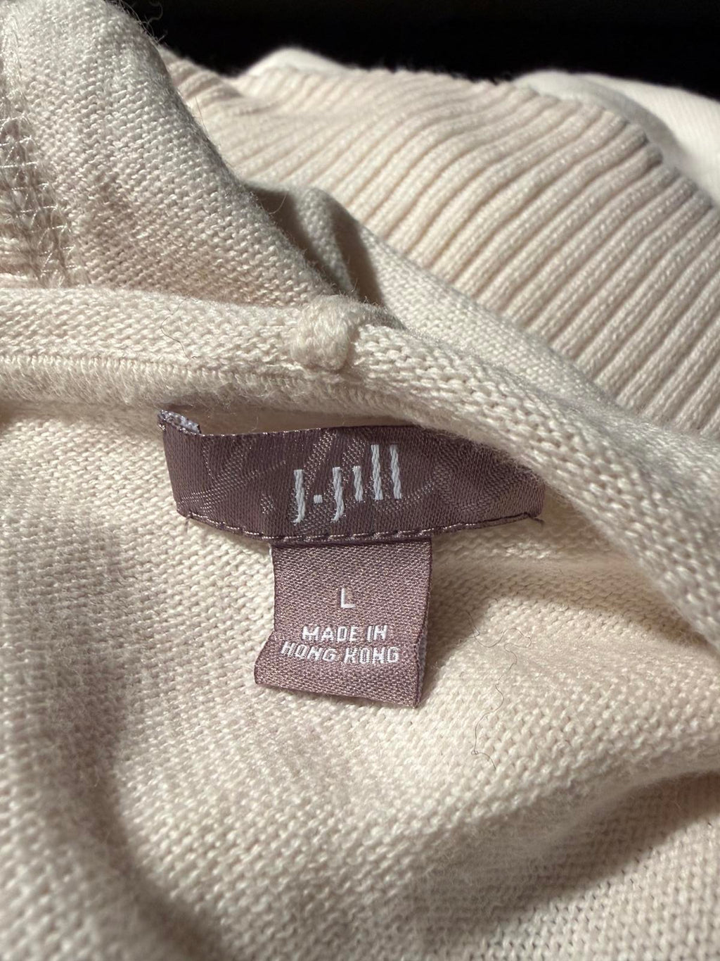 J. Jill Cream Long Sleeve Sweater with Unique Shawl Collar