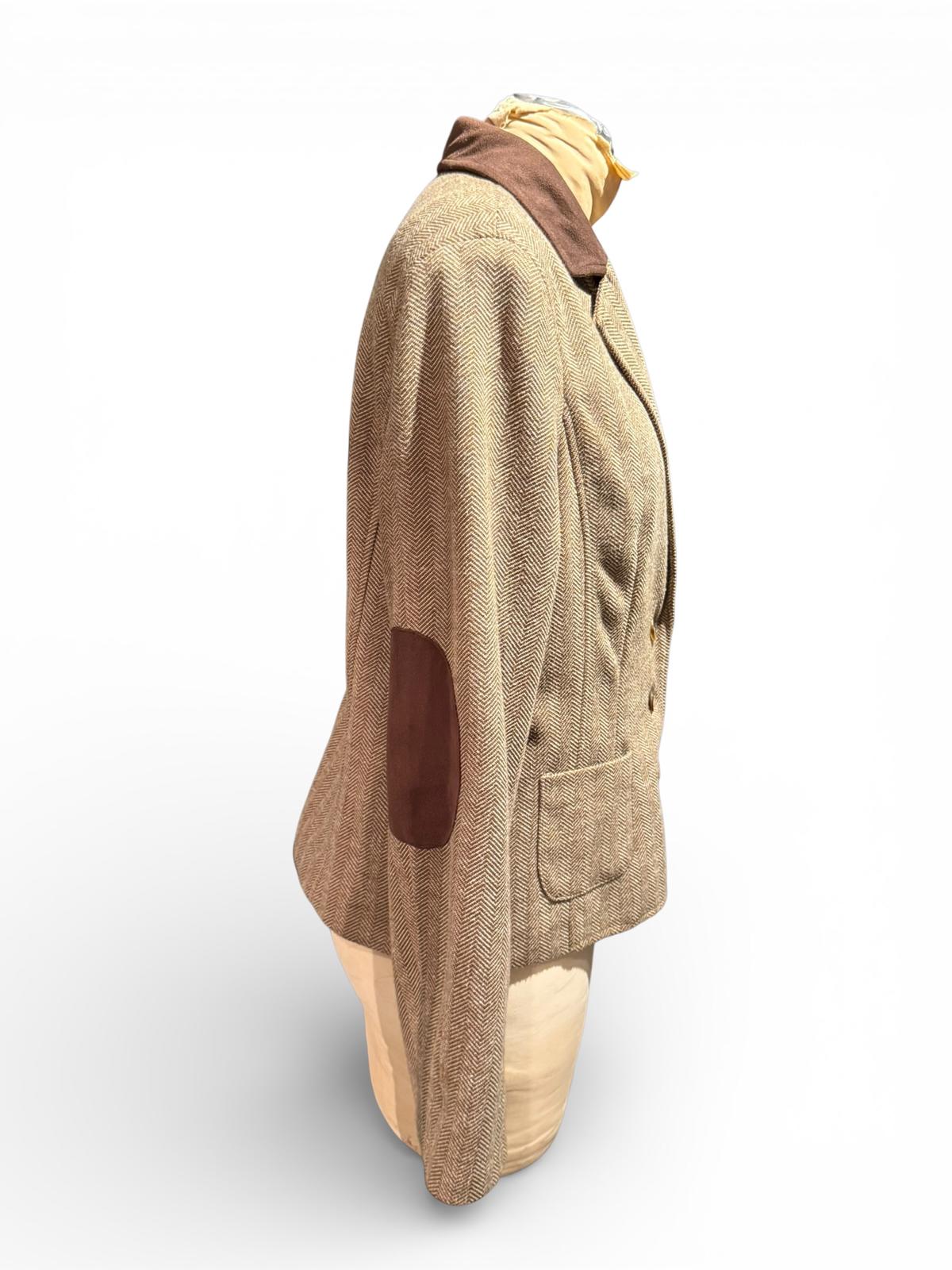 Isaac Mizrahi Classic Brown Tweed Blazer with Elbow Patches