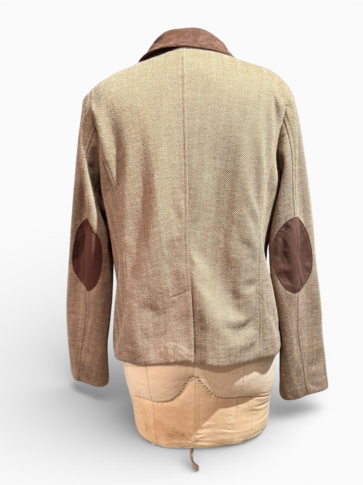 Isaac Mizrahi Classic Brown Tweed Blazer with Elbow Patches