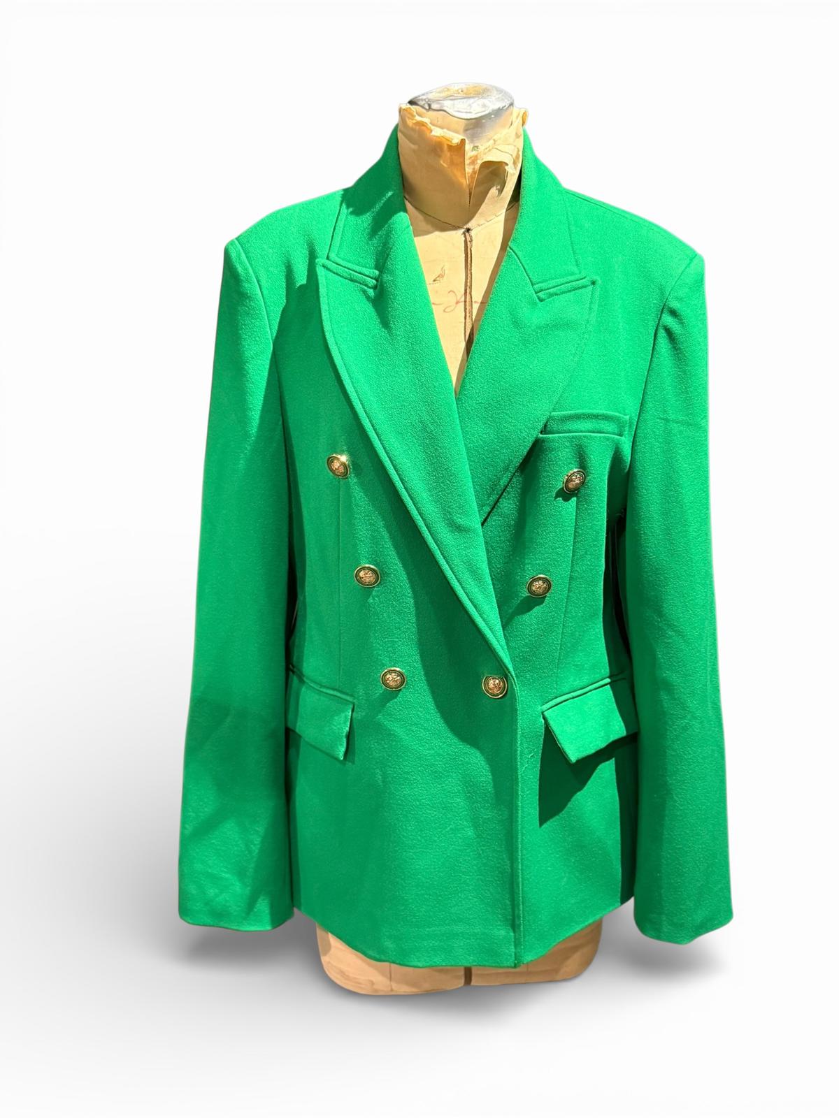 Gallery Green Double-Breasted Blazer Jacket