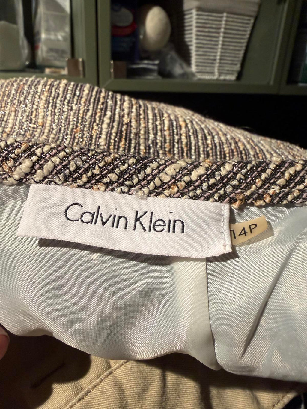 Calvin Klein Gray Tweed Pencil Skirt with Back Slit