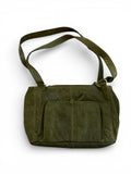 Olive Green Embossed Leather Shoulder Bag with Tassel