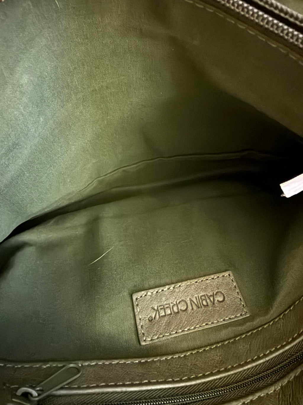 Olive Green Embossed Leather Shoulder Bag with Tassel