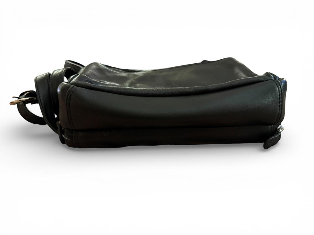 ili New York Black Leather Crossbody Bag with Adjustable Strap