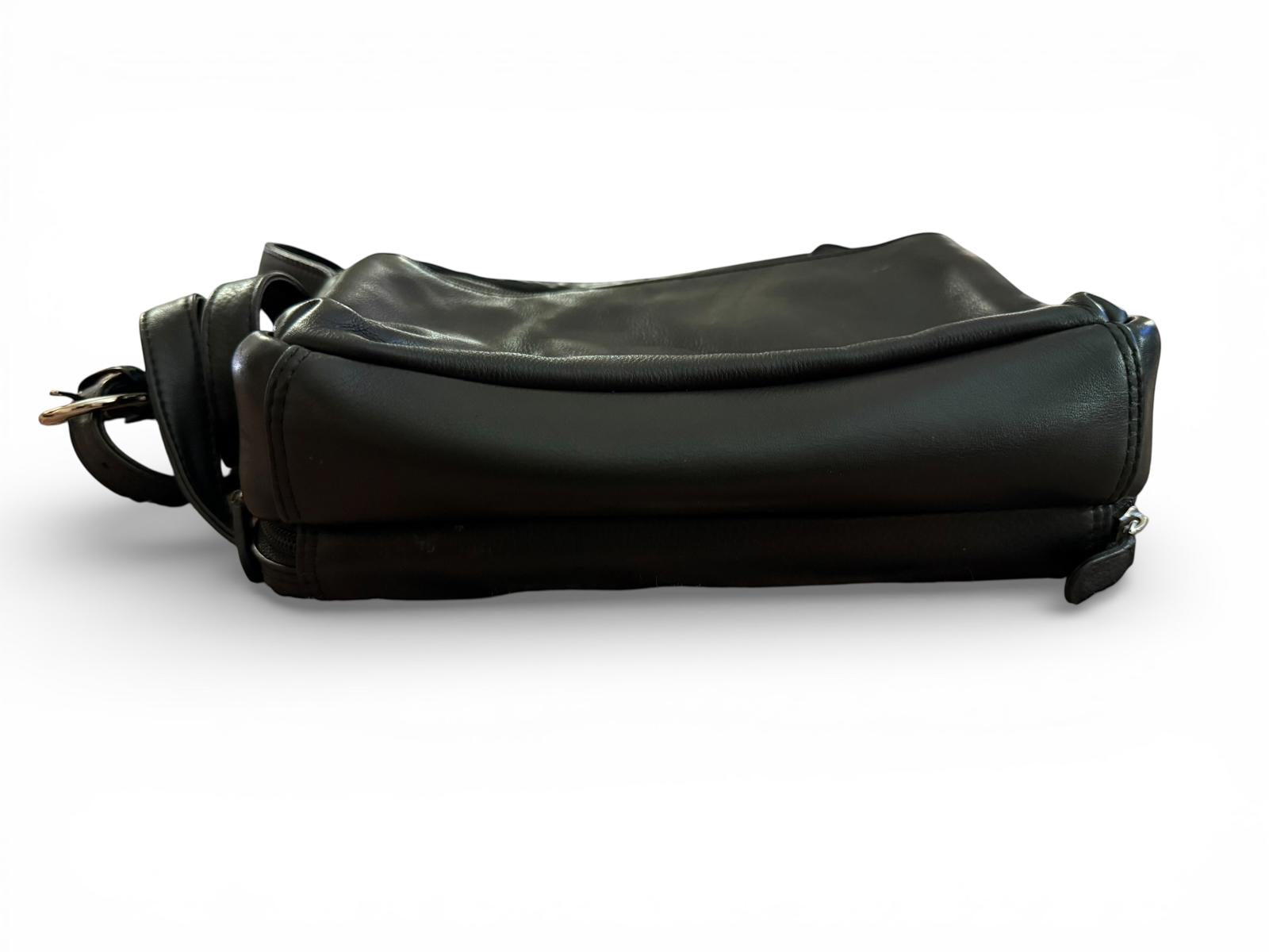 ili New York Black Leather Crossbody Bag with Adjustable Strap