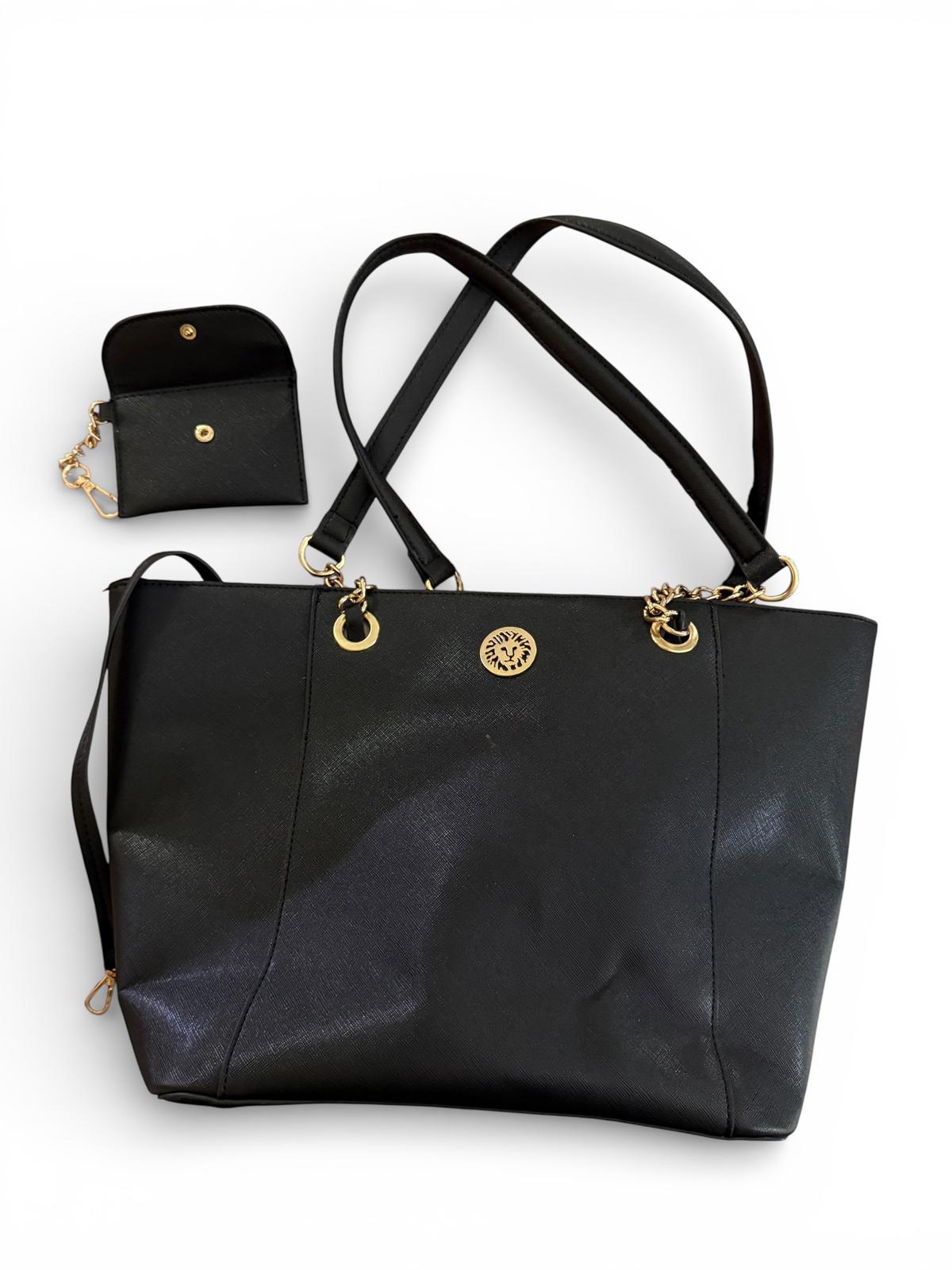 Anne Klein Black Tote Bag and Matching Coin Purse