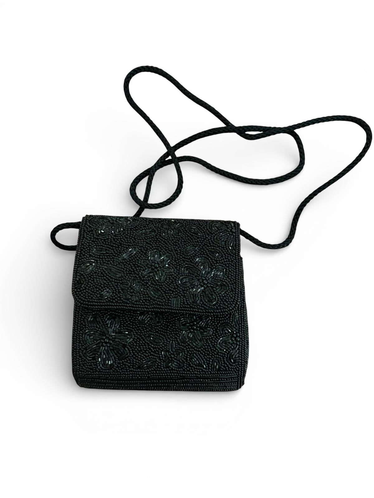 Lord & Taylor Black Beaded Crossbody Bag