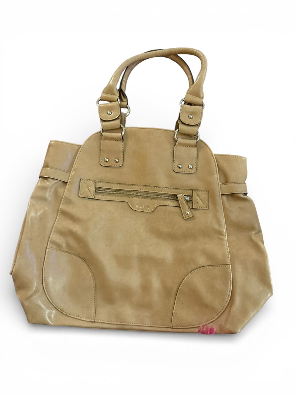 Emilie M. Beige Leather Tote Bag