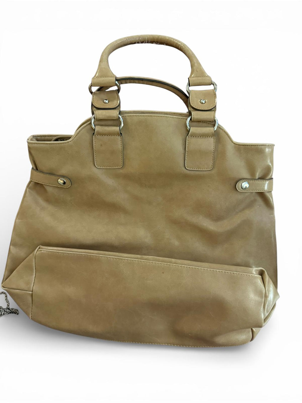Emilie M. Beige Leather Tote Bag