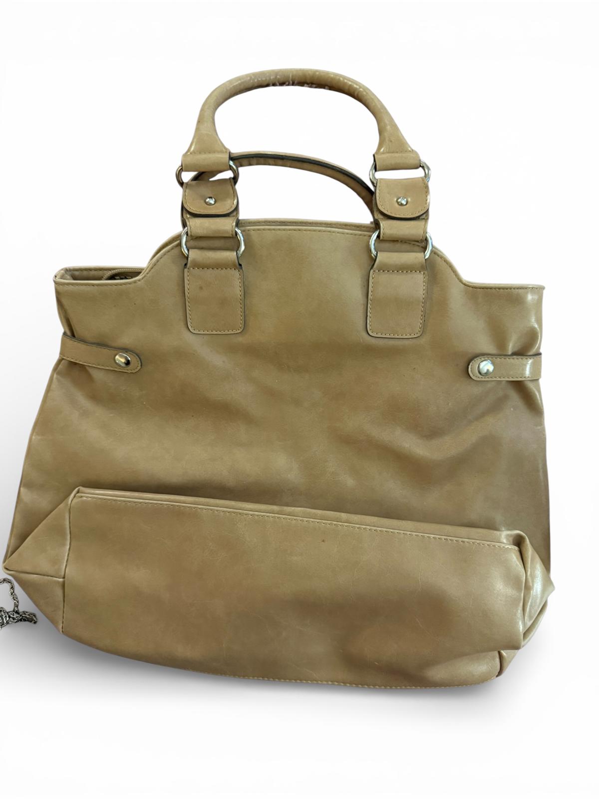 Emilie M. Beige Leather Tote Bag