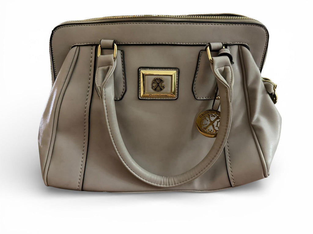 Christian Lacroix Gray Faux Leather Handbag with Gold Accents