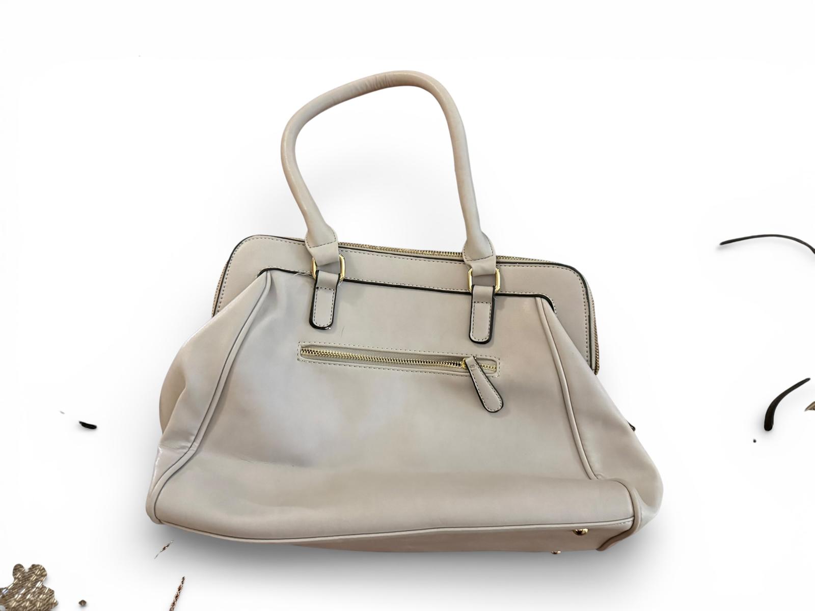 Christian Lacroix Gray Faux Leather Handbag with Gold Accents