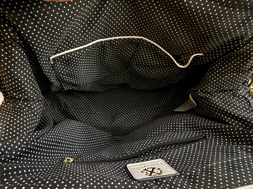 Christian Lacroix Gray Faux Leather Handbag with Gold Accents