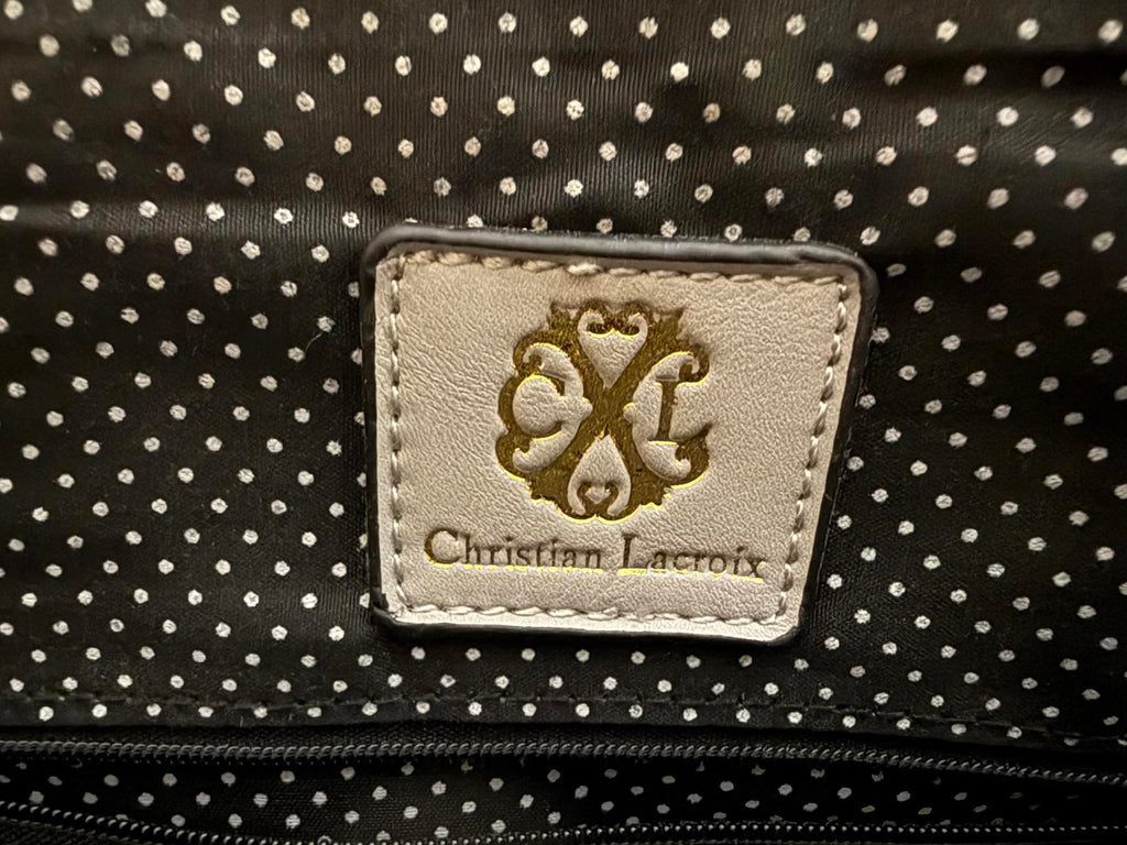 Christian Lacroix Gray Faux Leather Handbag with Gold Accents