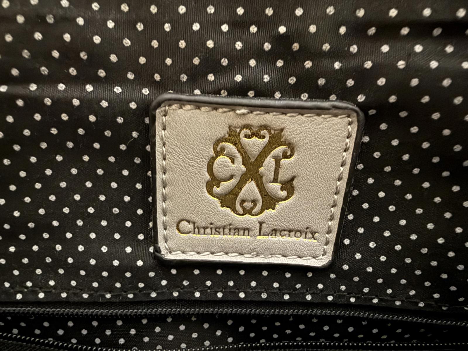 Christian Lacroix Gray Faux Leather Handbag with Gold Accents