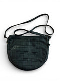 Dark Blue Woven Leather Crossbody Bag