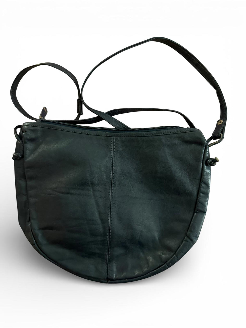 Dark Blue Woven Leather Crossbody Bag