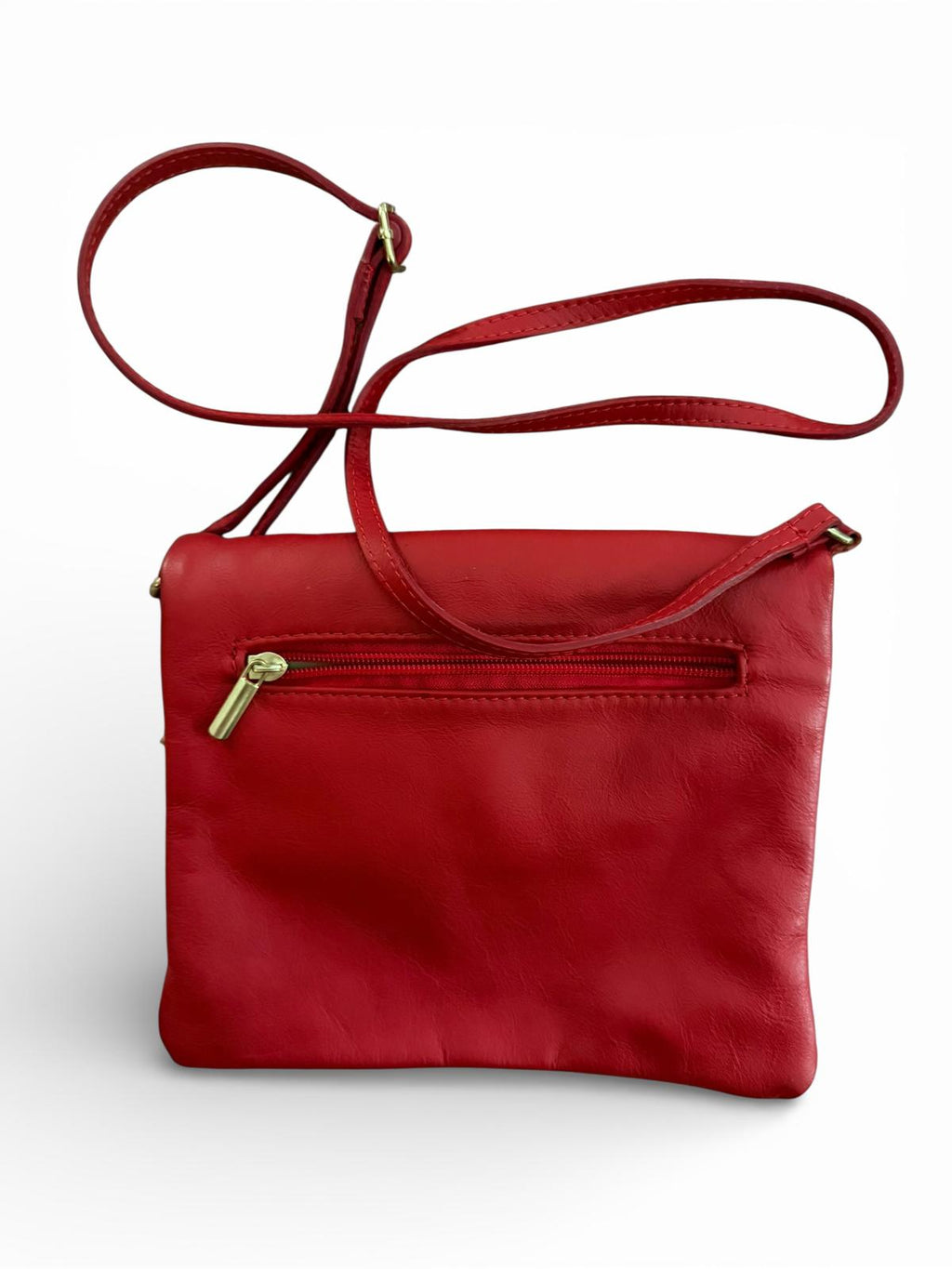 Italian Red Leather Crossbody Bag with Tassel Accent