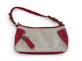 Antonio Melani Red and Beige Canvas Leather Shoulder Bag