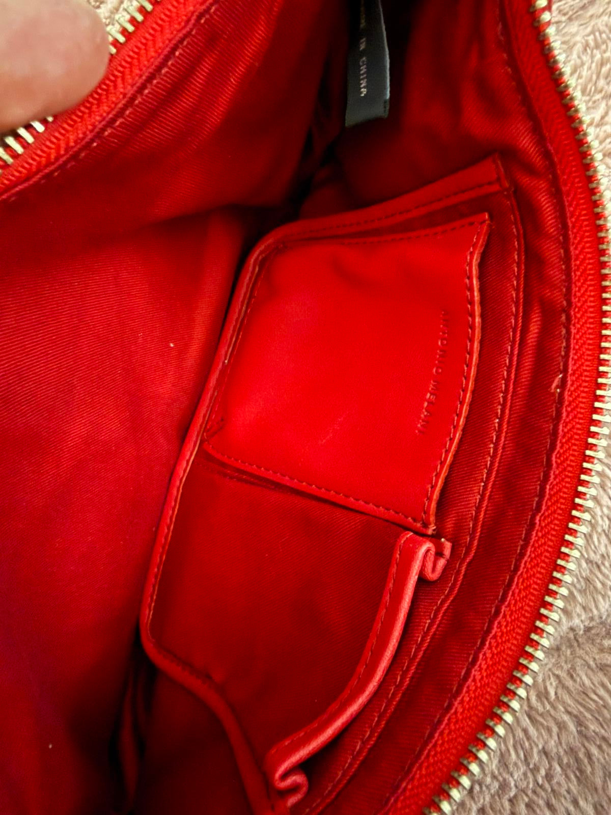 Antonio Melani Red and Beige Canvas Leather Shoulder Bag