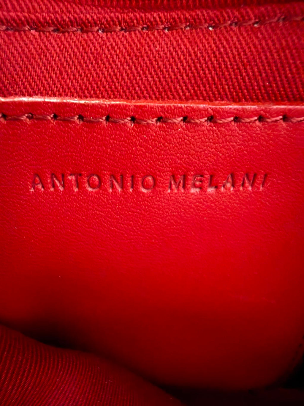 Antonio Melani Red and Beige Canvas Leather Shoulder Bag