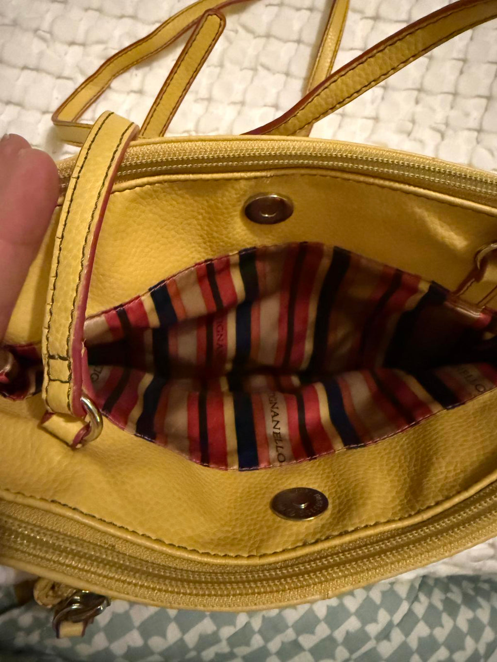 Tignanello Yellow Leather Crossbody Bag