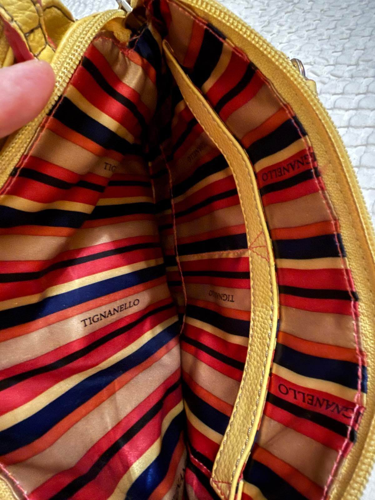 Tignanello Yellow Leather Crossbody Bag