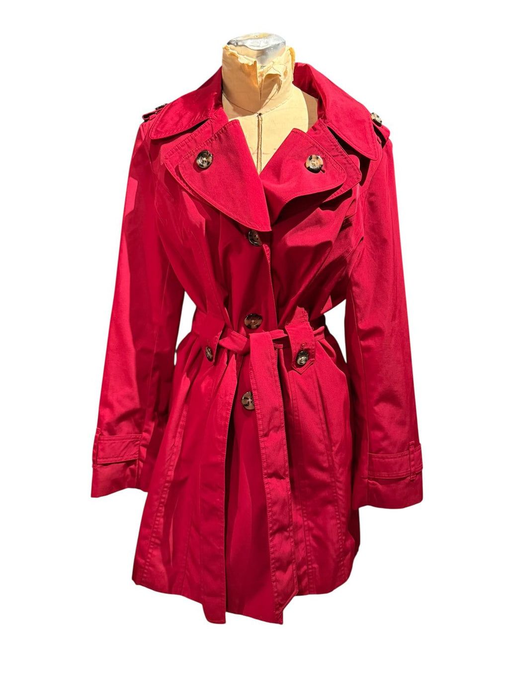 London Fog Classic Red Trench Coat with Belt