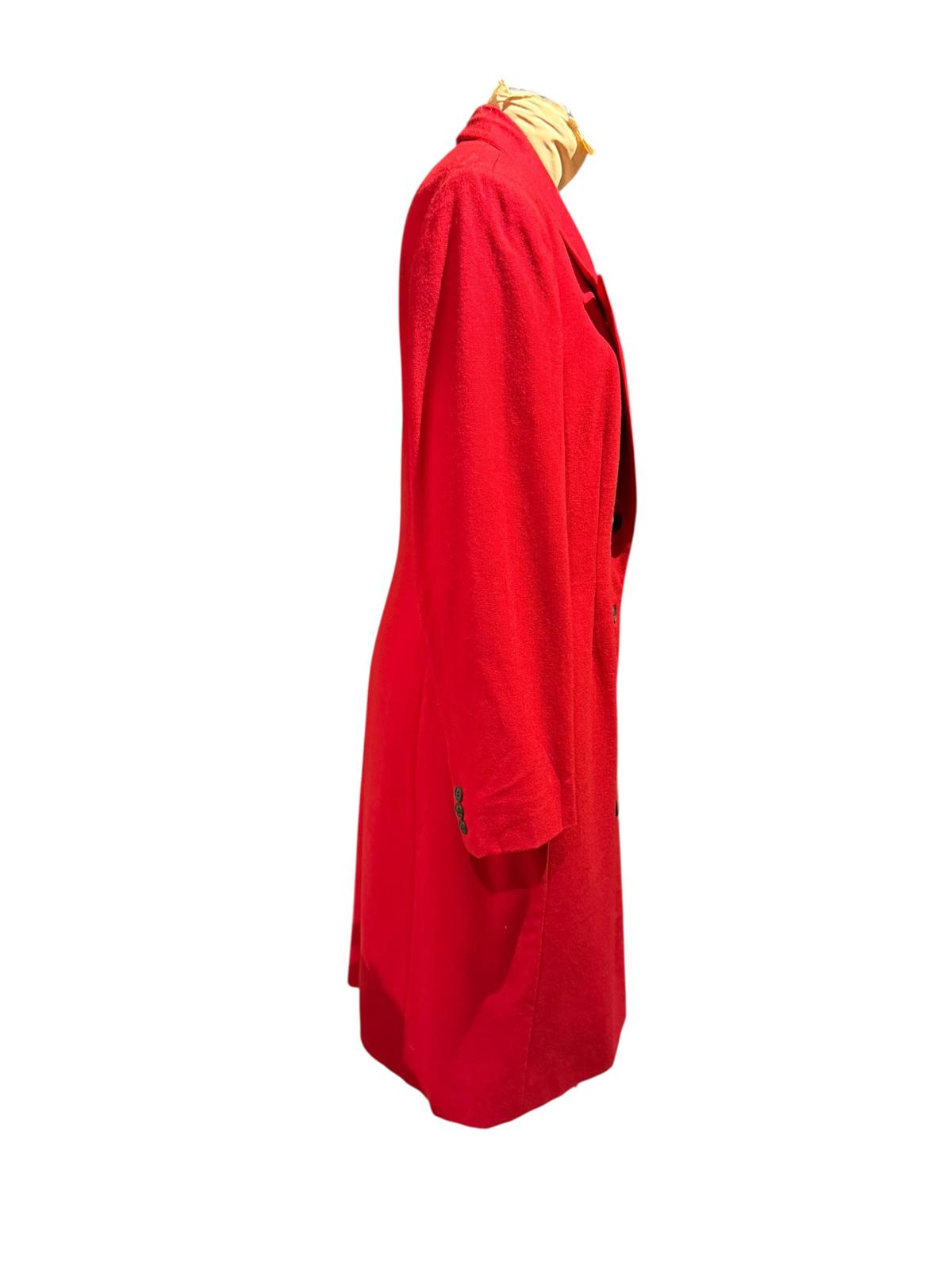 Evan-Picone Classic Red Double-Breasted Wool Coat
