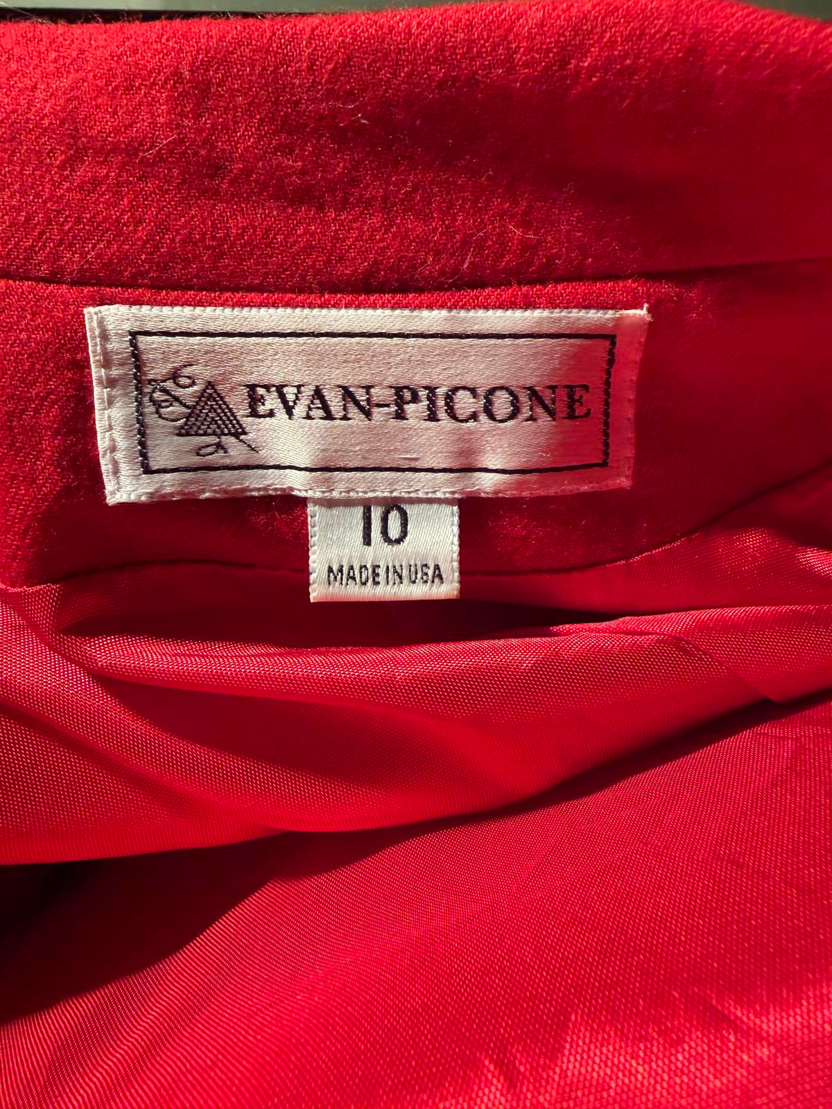 Evan-Picone Classic Red Double-Breasted Wool Coat