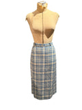 Geoffrey Beene Vintage Blue and Beige Plaid Midi Skirt