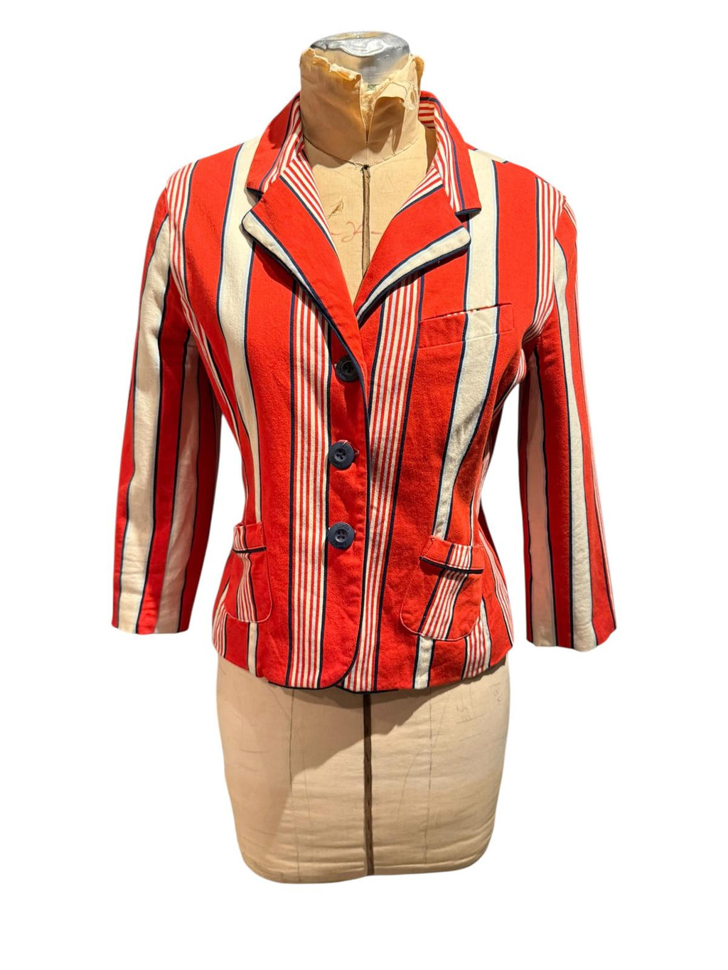 Luella’s Striped Button-Front Blazer Jacket