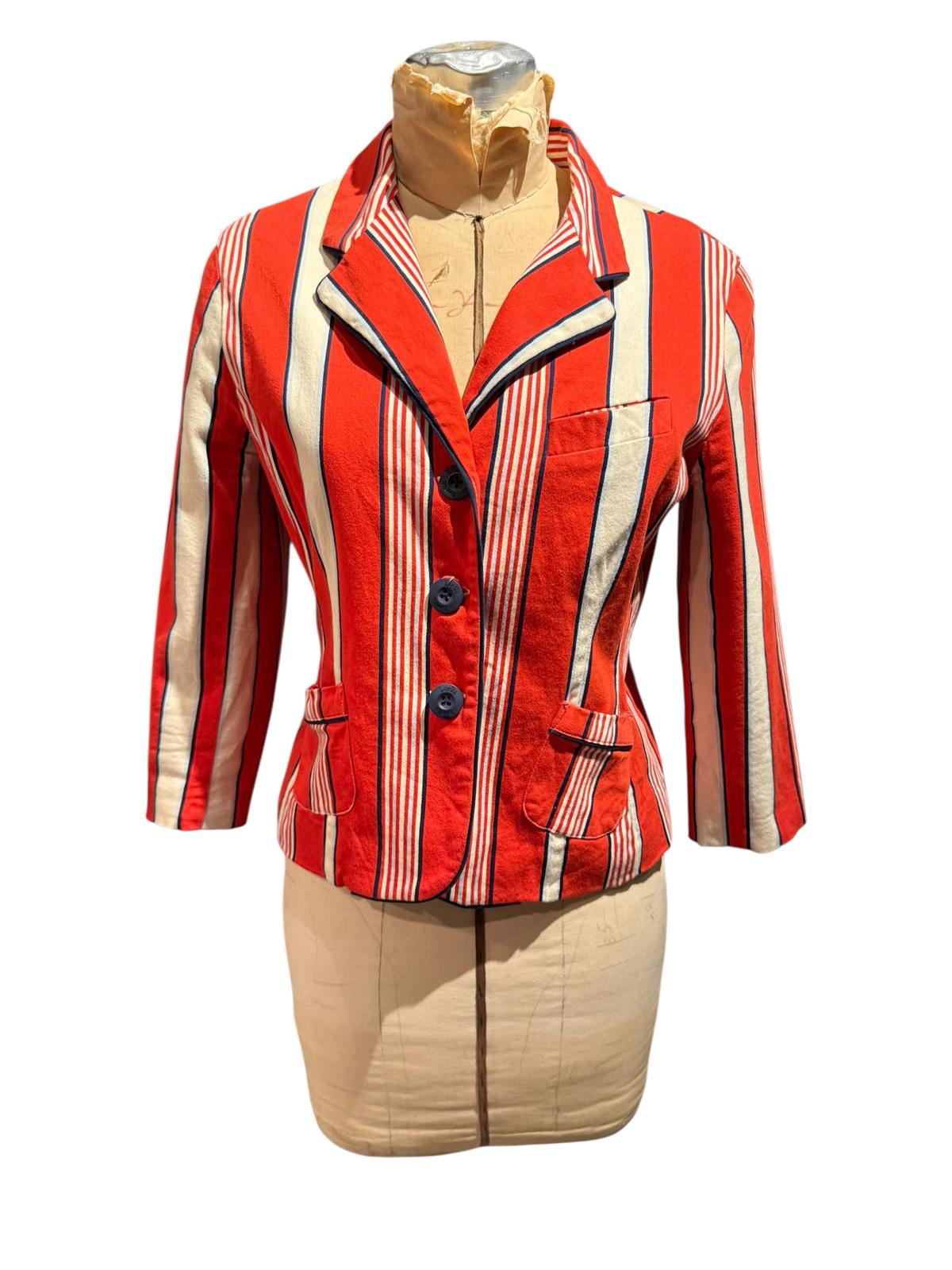 Luella’s Striped Button-Front Blazer Jacket