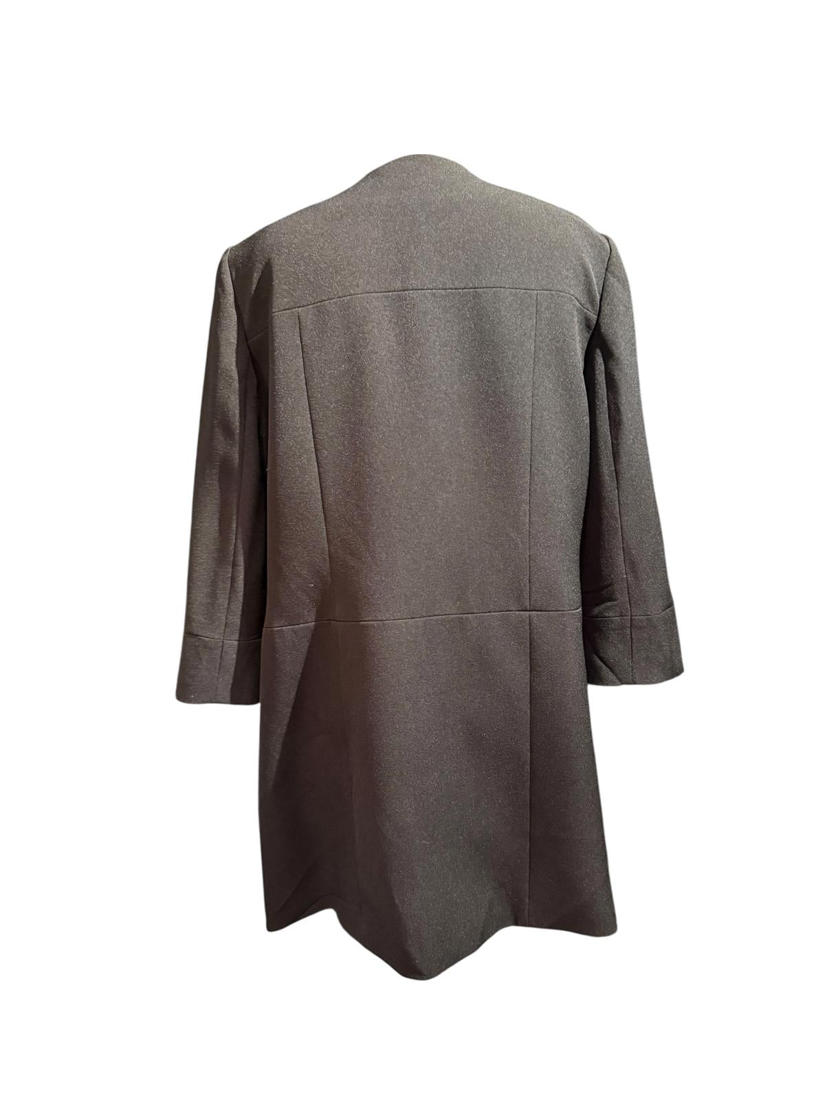 Kasper Black Long Coat with Gold Stud Embellishments